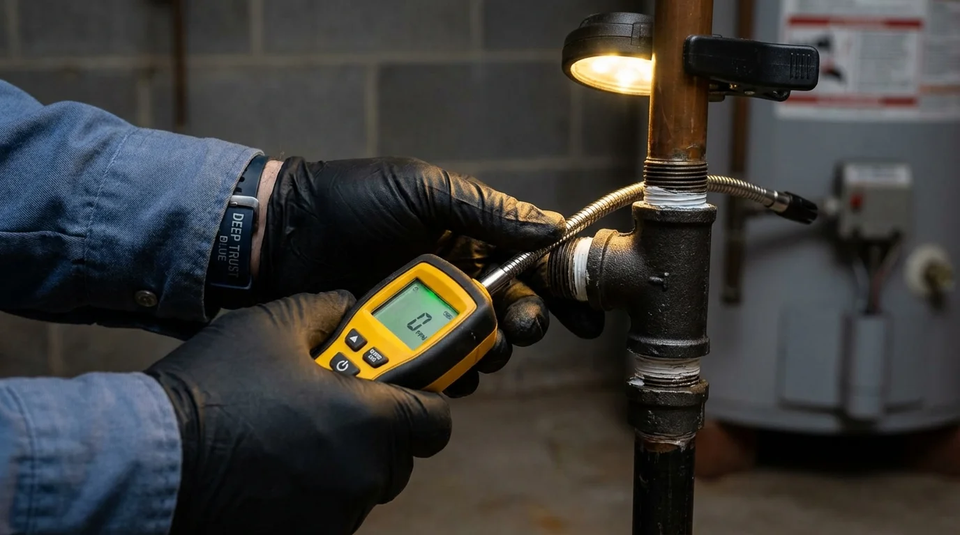 Gas leak detection with electronic sniffer by Johns Plumbing LLC in Copperas Cove